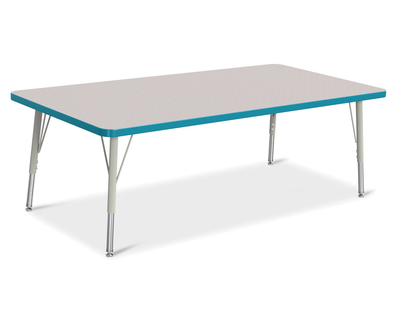 Berries Rectangle Activity Table - 30" X 60", E-height - Gray/Teal/Gray