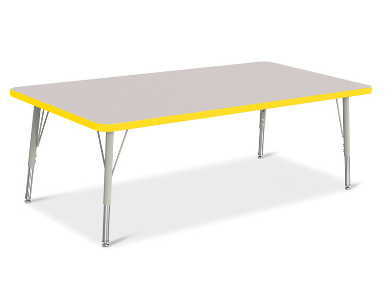 Berries Rectangle Activity Table - 30" X 60", E-height - Gray/Yellow/Gray