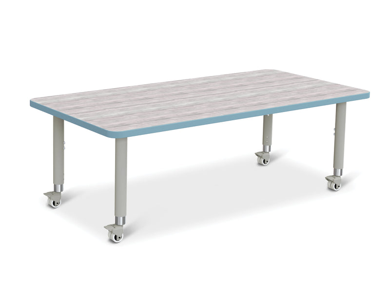 Berries Rectangle Activity Table - 30" X 60", Mobile - Driftwood Gray/Coastal Blue/Gray