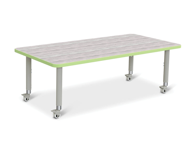 Berries Rectangle Activity Table - 30" X 60", Mobile - Driftwood Gray/Key Lime/Gray