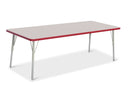Berries Rectangle Activity Table - 30" X 72", A-height - Gray/Red/Gray