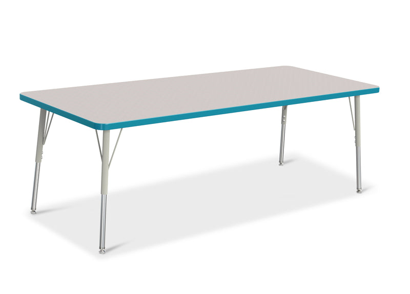 Berries Rectangle Activity Table - 30" X 72", A-height - Gray/Teal/Gray