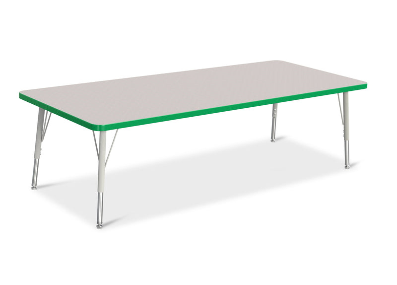 Berries Rectangle Activity Table - 30" X 72", E-height - Gray/Green/Gray