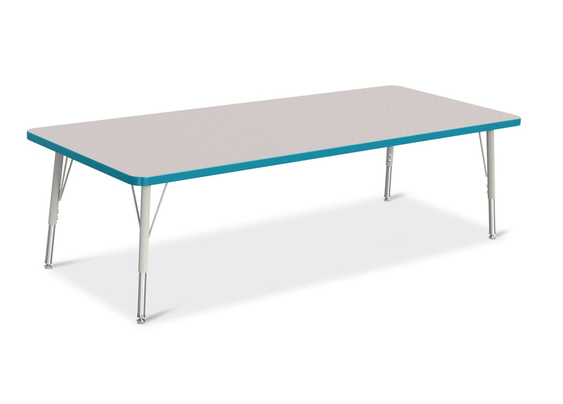 Berries Rectangle Activity Table - 30" X 72", E-height - Gray/Teal/Gray