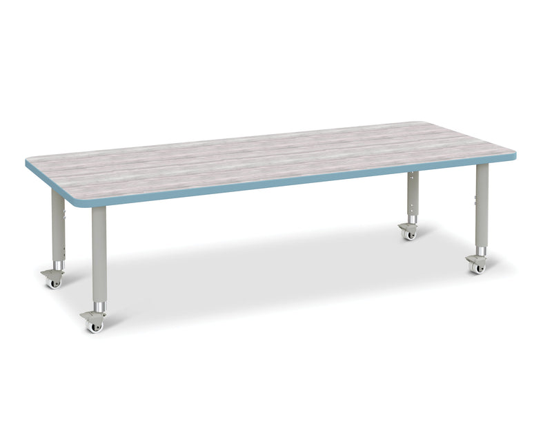 Berries Rectangle Activity Table - 30" X 72", Mobile - Driftwood Gray/Coastal Blue/Gray