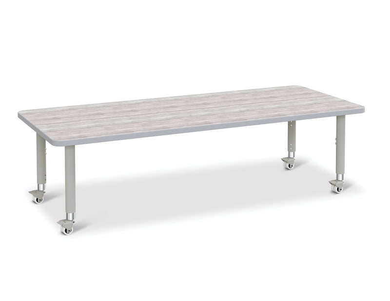 Berries Rectangle Activity Table - 30" X 72", Mobile - Driftwood Gray/Gray/Gray