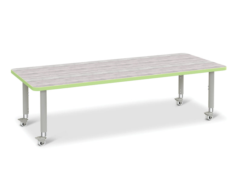 Berries Rectangle Activity Table - 30" X 72", Mobile - Driftwood Gray/Key Lime/Gray