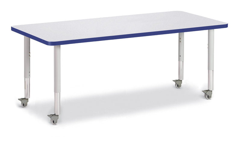 Berries Rectangle Activity Table - 30" X 72", Mobile - Gray/Blue/Gray