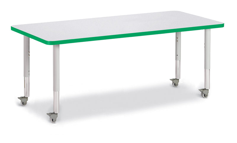 Berries Rectangle Activity Table - 30" X 72", Mobile - Gray/Green/Gray