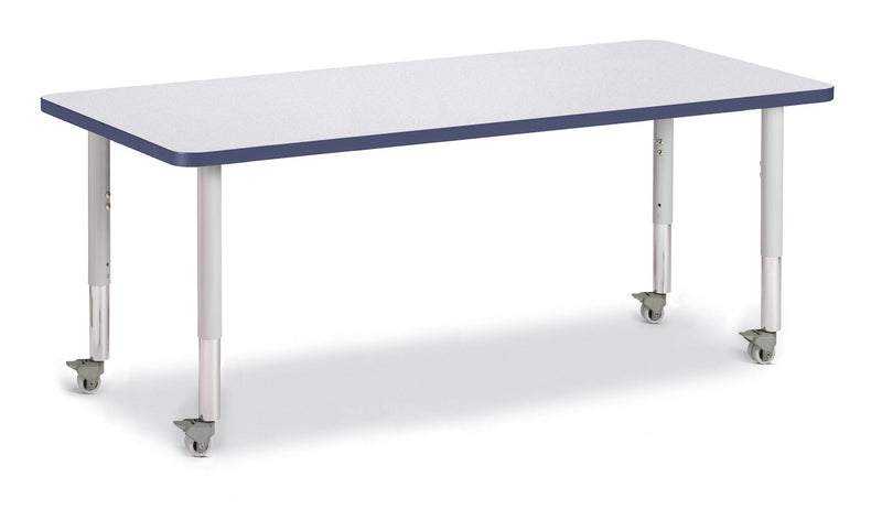 Berries Rectangle Activity Table - 30" X 72", Mobile - Gray/Navy/Gray