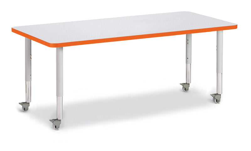 Berries Rectangle Activity Table - 30" X 72", Mobile - Gray/Orange/Gray