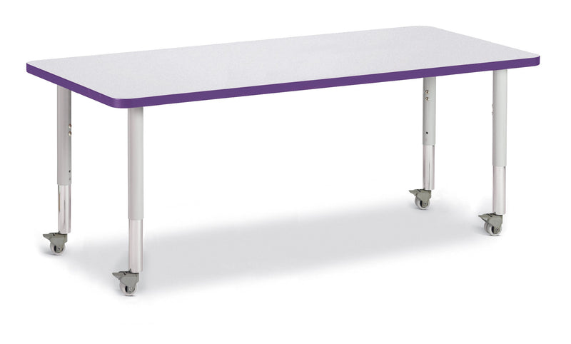 Berries Rectangle Activity Table - 30" X 72", Mobile - Gray/Purple/Gray
