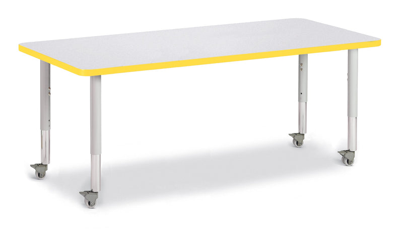 Berries Rectangle Activity Table - 30" X 72", Mobile - Gray/Yellow/Gray