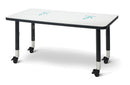 Berries Rectangle Dry Erase Table - 24" x 48", Mobile - Write-n-Wipe/Black/Black