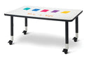 Berries Rectangle Dry Erase Table - 30" x 48", Mobile - Write-n-Wipe/Black/Black