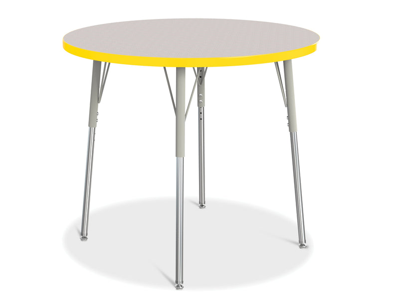 Berries Round Activity Table - 36" Diameter, A-height - Gray/Yellow/Gray
