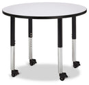 Berries Round Activity Table - 36" Diameter, Mobile - Gray/Black/Black