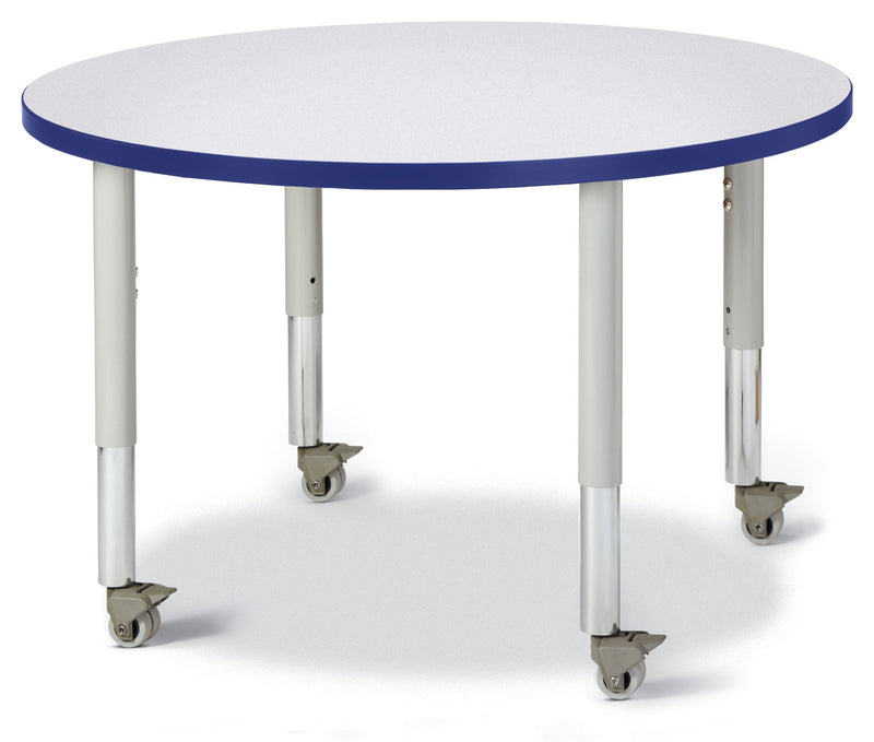 Berries Round Activity Table - 36" Diameter, Mobile - Gray/Blue/Gray