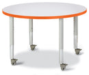 Berries Round Activity Table - 36" Diameter, Mobile - Gray/Orange/Gray
