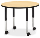 Berries Round Activity Table - 36" Diameter, Mobile - Gray/Purple/Gray