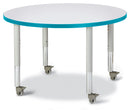 Berries Round Activity Table - 36" Diameter, Mobile - Gray/Teal/Gray