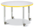 Berries Round Activity Table - 36" Diameter, Mobile - Gray/Yellow/Gray