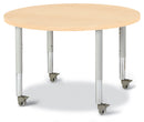 Berries Round Activity Table - 36" Diameter, Mobile - Maple/Maple/Gray