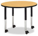 Berries Round Activity Table - 36" Diameter, Mobile - Oak/Black/Black