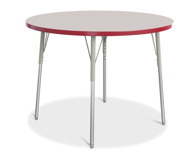 Berries Round Activity Table - 42" Diameter, A-height - Gray/Red/Gray