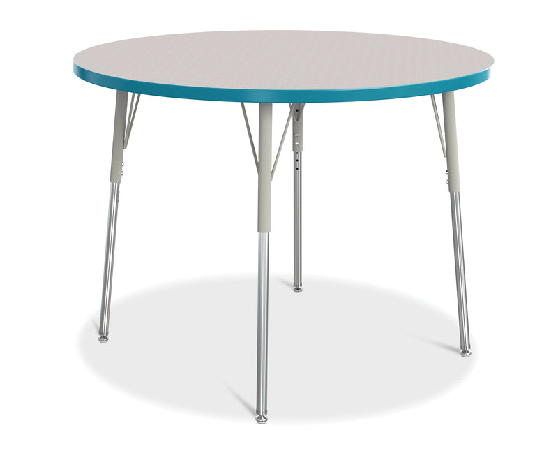 Berries Round Activity Table - 42" Diameter, A-height - Gray/Teal/Gray