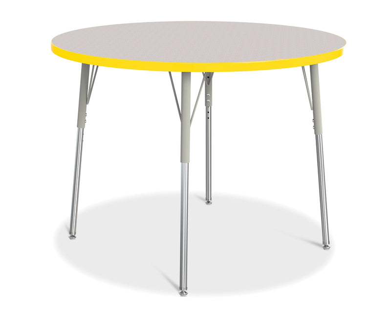 Berries Round Activity Table - 42" Diameter, A-height - Gray/Yellow/Gray