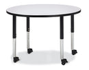 Berries Round Activity Table - 42" Diameter, Mobile - Gray/Black/Black