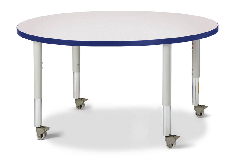 Berries Round Activity Table - 42" Diameter, Mobile - Gray/Blue/Gray