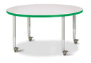 Berries Round Activity Table - 42" Diameter, Mobile - Gray/Green/Gray