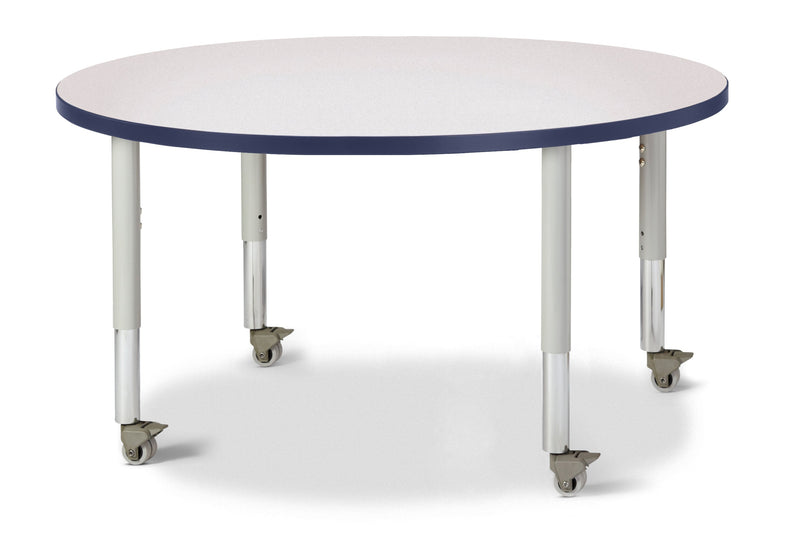 Berries Round Activity Table - 42" Diameter, Mobile - Gray/Navy/Gray