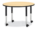 Berries Round Activity Table - 42" Diameter, Mobile - Gray/Purple/Gray