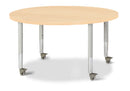Berries Round Activity Table - 42" Diameter, Mobile - Maple/Maple/Gray