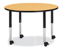 Berries Round Activity Table - 42" Diameter, Mobile - Oak/Black/Black
