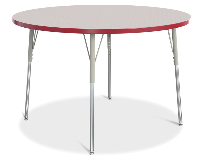 Berries Round Activity Table - 48" Diameter, A-height - Gray/Red/Gray