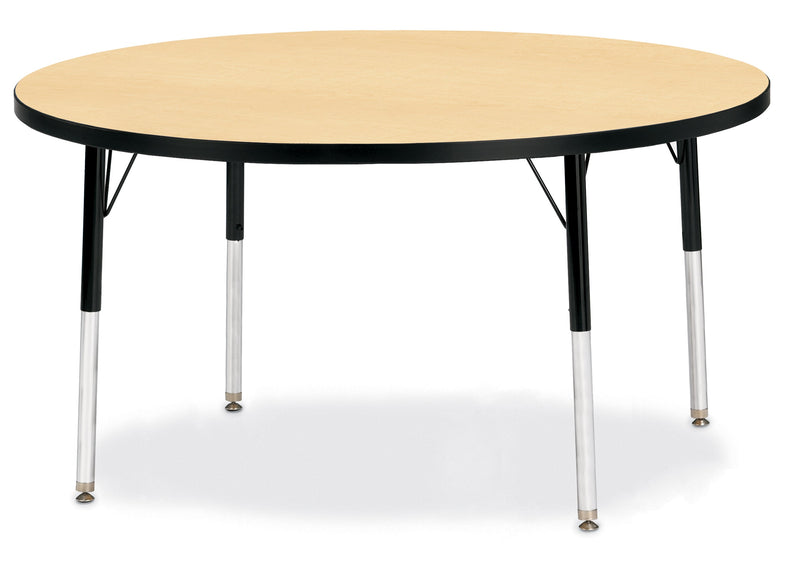 Berries Round Activity Table - 48" Diameter, A-height - Maple/Black/Black