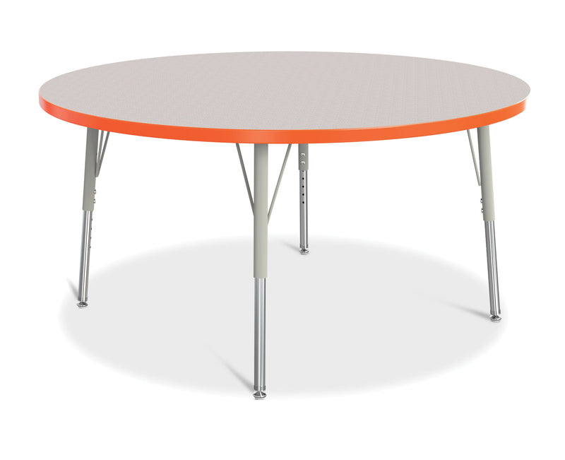 Berries Round Activity Table - 48" Diameter, E-height - Gray/Orange/Gray