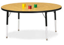 Berries Round Activity Table - 48" Diameter, E-height - Oak/Black/Black