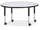 Berries Round Activity Table - 48" Diameter, Mobile - Gray/Black/Black