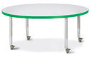 Berries Round Activity Table - 48" Diameter, Mobile - Gray/Green/Gray