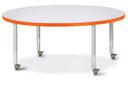 Berries Round Activity Table - 48" Diameter, Mobile - Gray/Orange/Gray
