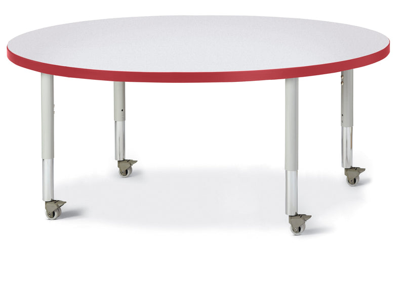 Berries Round Activity Table - 48" Diameter, Mobile - Gray/Red/Gray