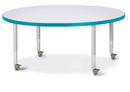 Berries Round Activity Table - 48" Diameter, Mobile - Gray/Teal/Gray
