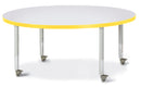 Berries Round Activity Table - 48" Diameter, Mobile - Gray/Yellow/Gray