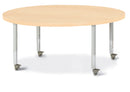 Berries Round Activity Table - 48" Diameter, Mobile - Maple/Maple/Gray