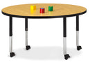 Berries Round Activity Table - 48" Diameter, Mobile - Oak/Black/Black